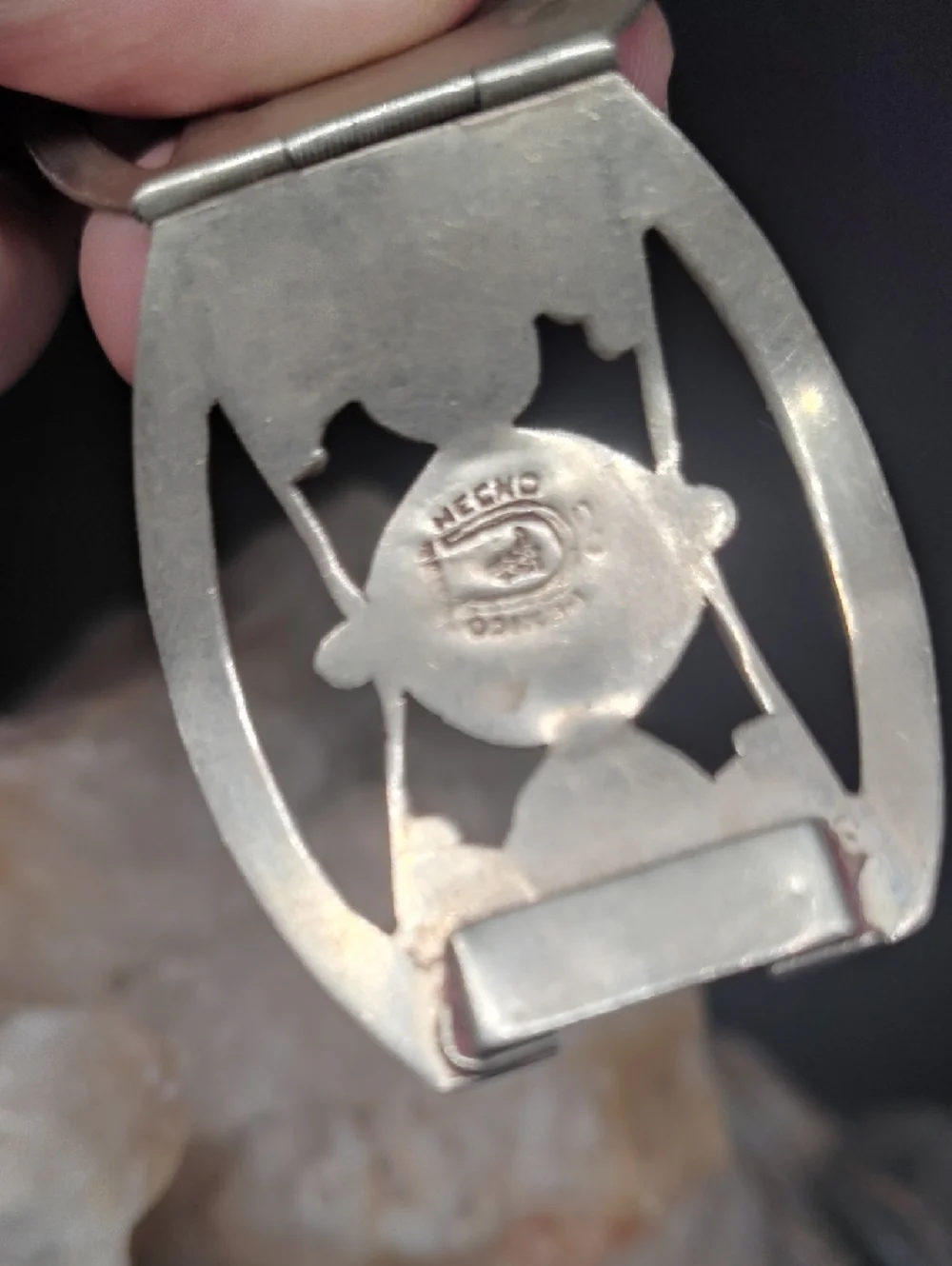 Hecho En Mexico Silver Opalescene Cabachon Panel Bracelet - - Picture 5 of 7